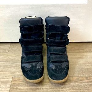 Women’s Steven By Steve Madden Black Leather Wedge Heels Size 40 - EUC